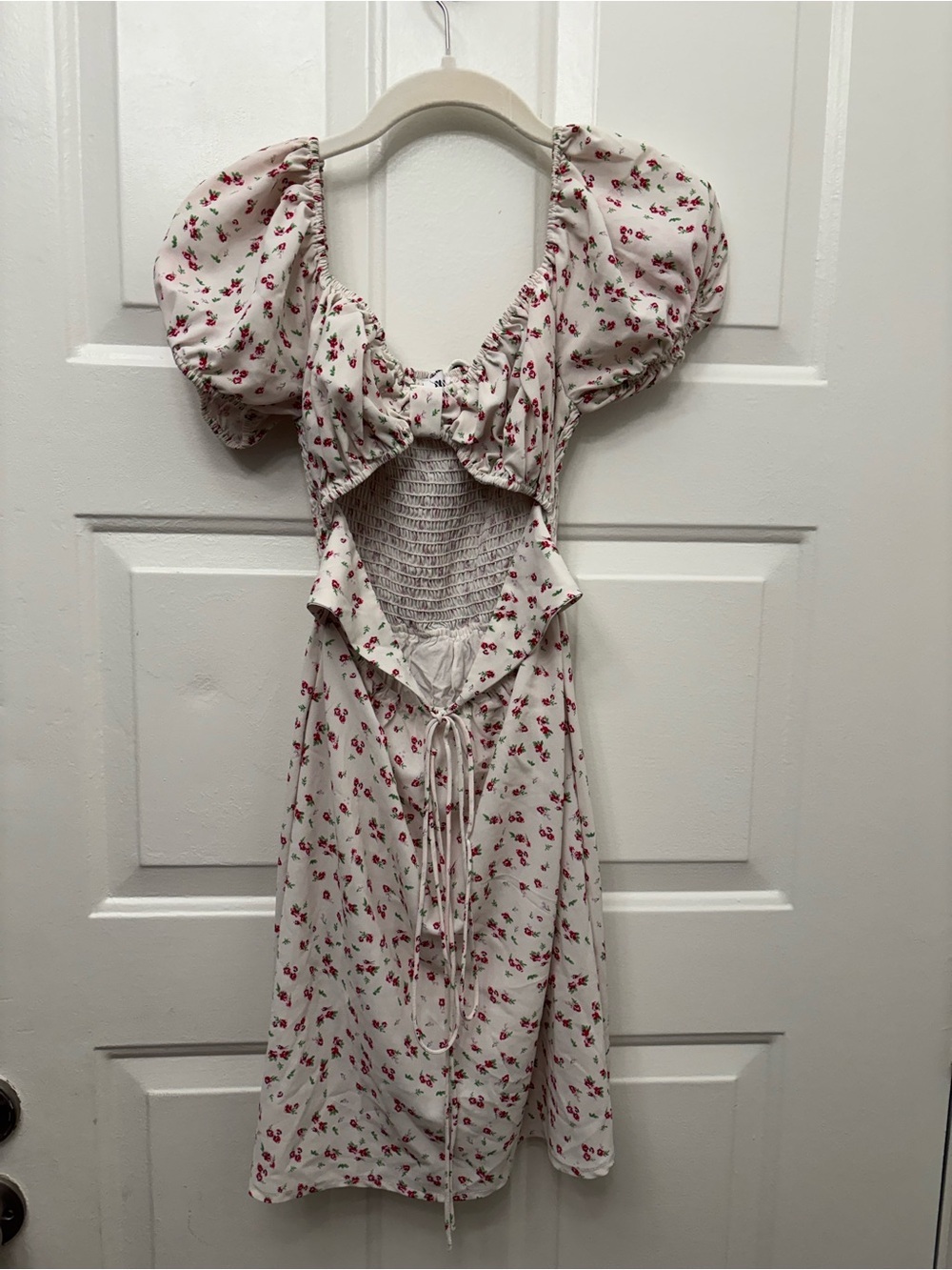 Princess Polly Cream Midi Dress with Red Floral Print
